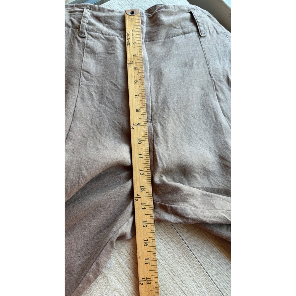 Chico's 100% Linen Brown Wide Leg Pleated Pants Size 2R US 12 Quiet Luxury - Picture 8 of 10